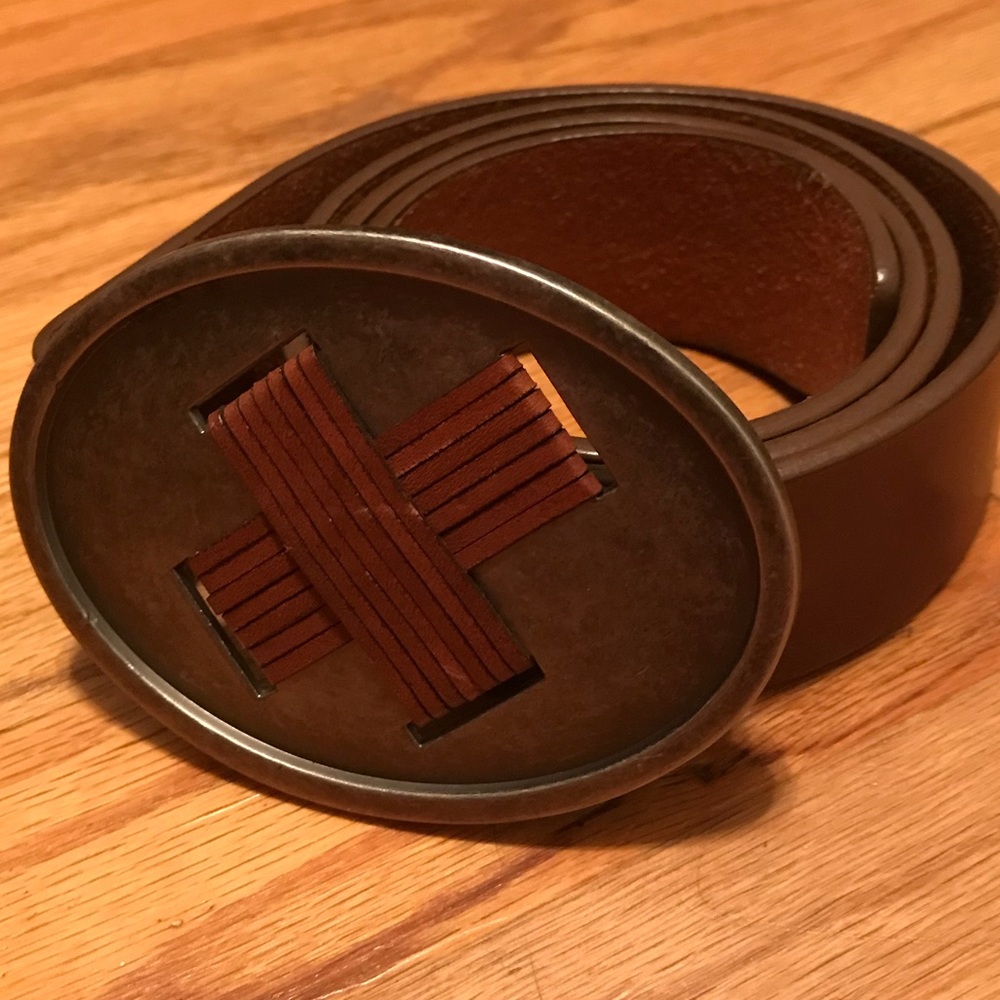 Amazing brown bike belt and buckle from the Buckle